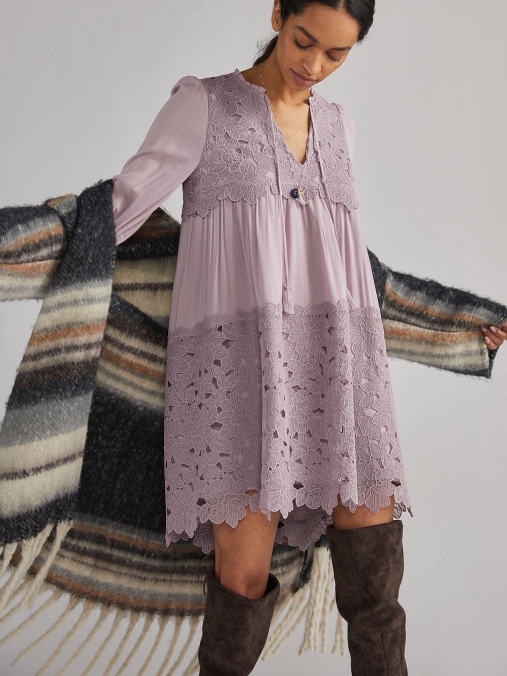 Embroidered Lace Tunic Dress